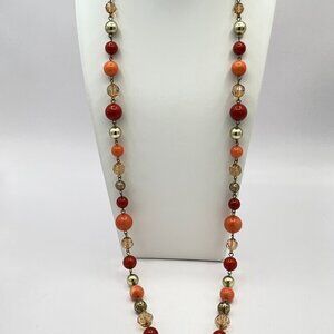 Shades of orange and gold beaded necklace